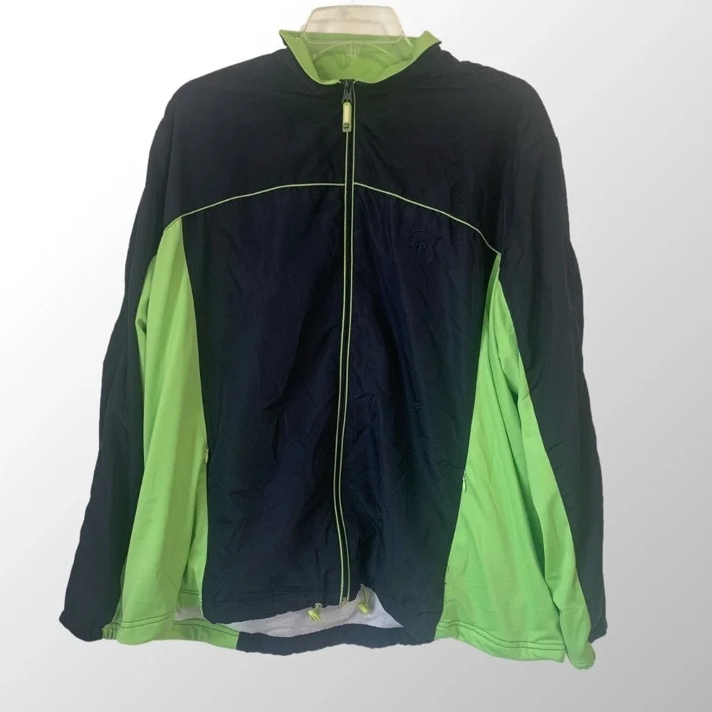Oleg Cassini Sport‎ Jacket Full Zip Pockets Drawstring Hem Blue Green 2X